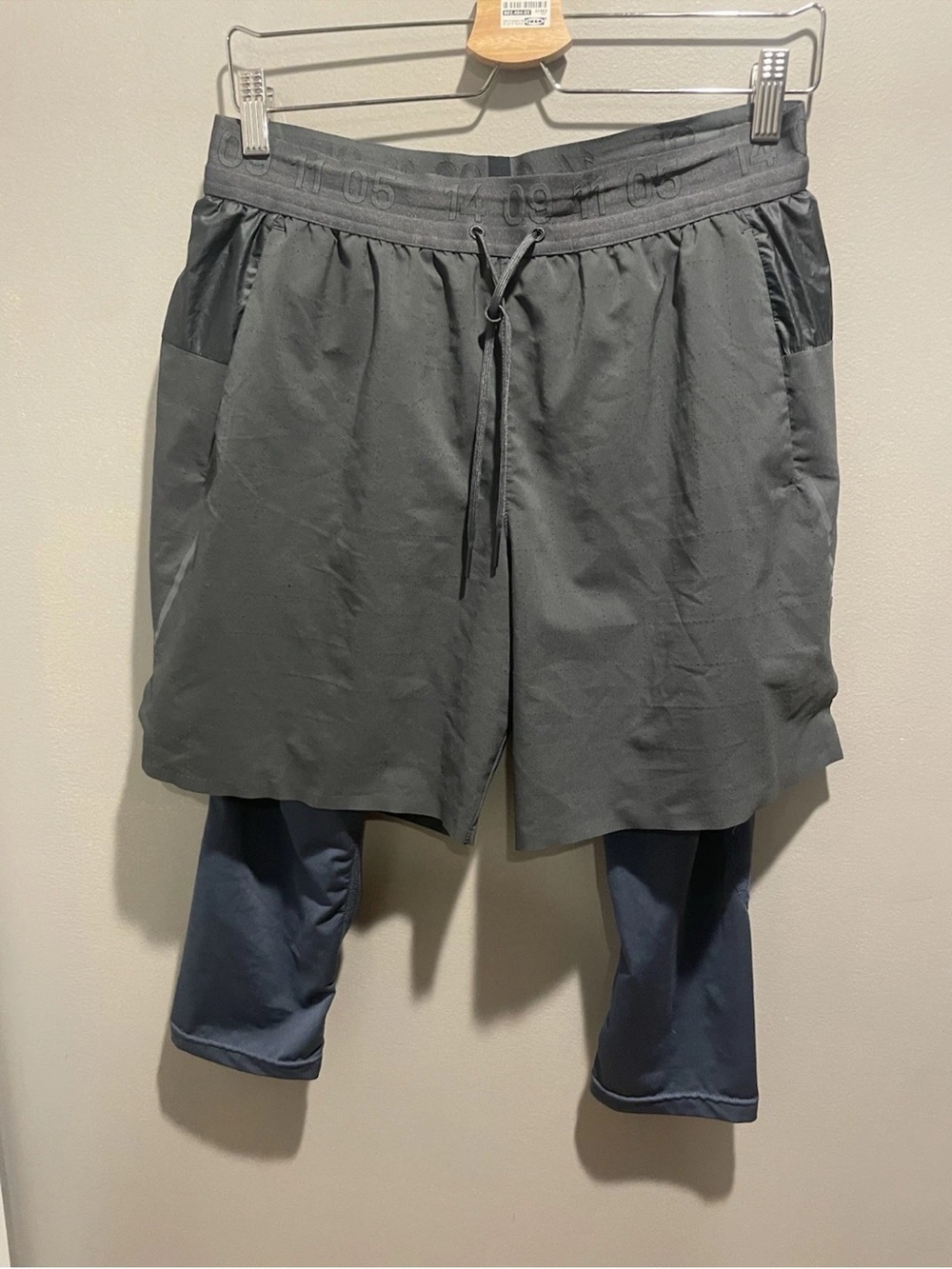 Nike Men's Hybrid Athletic Shorts with Navy Compression Liner - Gray